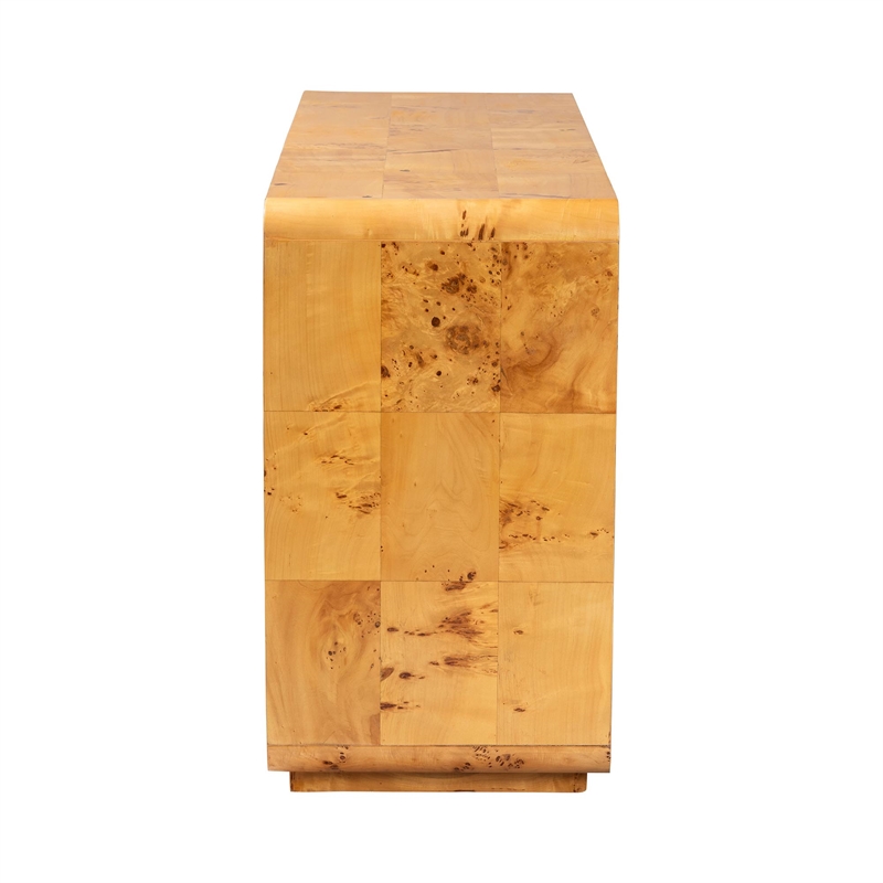 bali & pari Netra Natural Real Burl Wood 6-Drawer Dresser