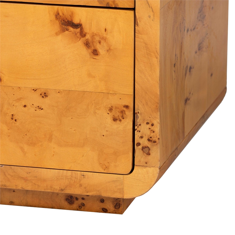 bali & pari Netra Natural Real Burl Wood 6-Drawer Dresser