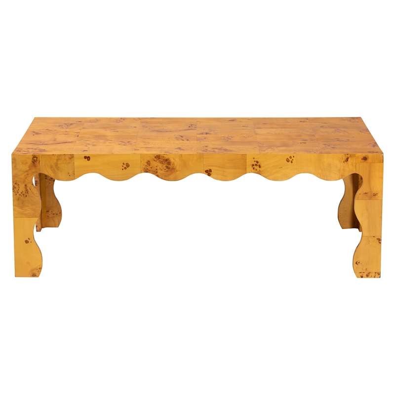 bali & pari Huxley Modern and Contemporary Natural Real Burl Wood Coffee Table