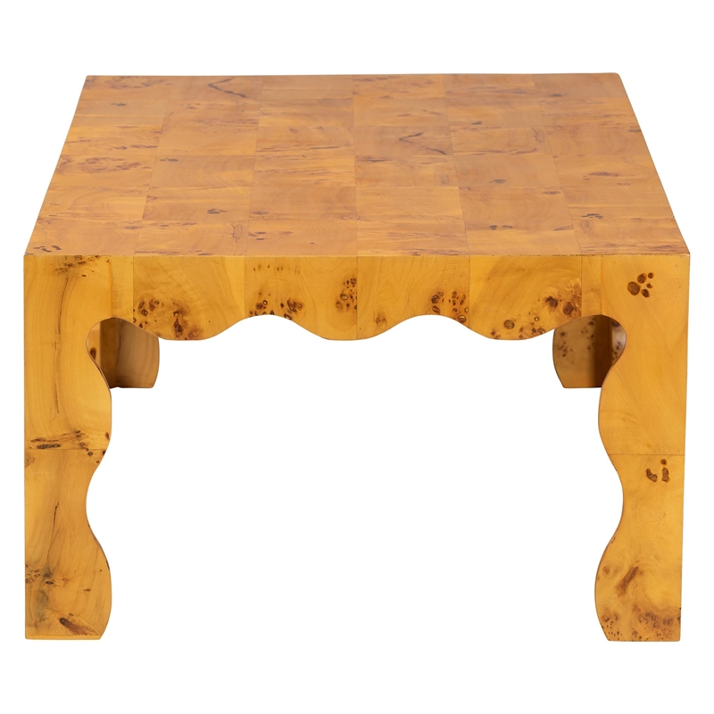 bali & pari Huxley Modern and Contemporary Natural Real Burl Wood Coffee Table