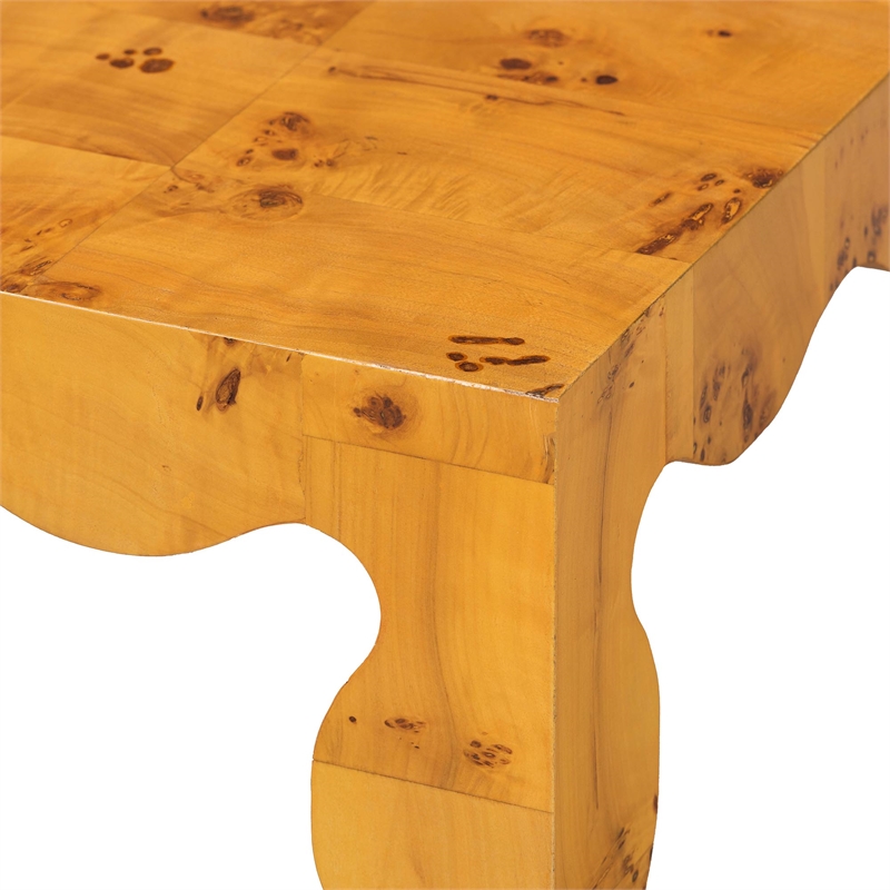 bali & pari Huxley Modern and Contemporary Natural Real Burl Wood Coffee Table