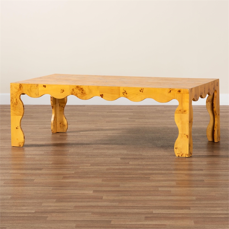 bali & pari Huxley Modern and Contemporary Natural Real Burl Wood Coffee Table