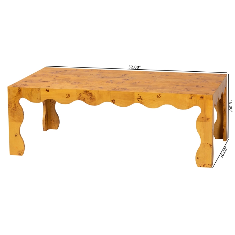 bali & pari Huxley Modern and Contemporary Natural Real Burl Wood Coffee Table