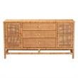 bali & pari Vivan Honey Rattan and Mahogany Wood 3-Drawer Storage Cabinet