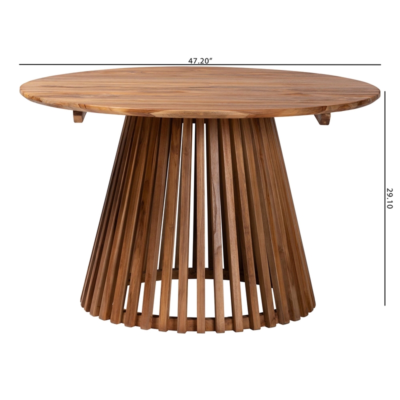 bali & pari Caribic Modern Slatted Acacia Wood Dining Table