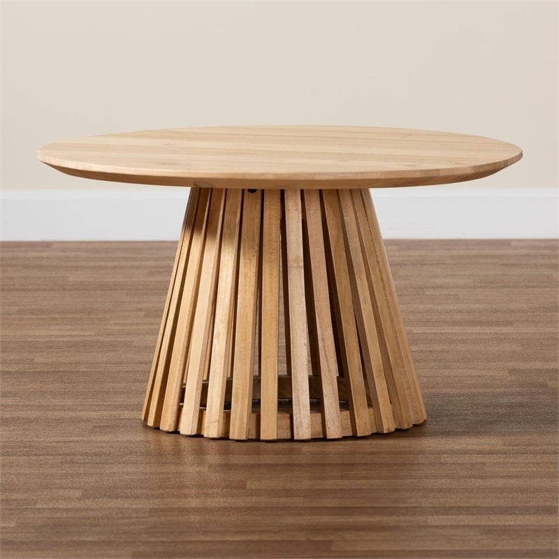 bali & pari Caribic Modern Slatted Acacia Wood Coffee Table