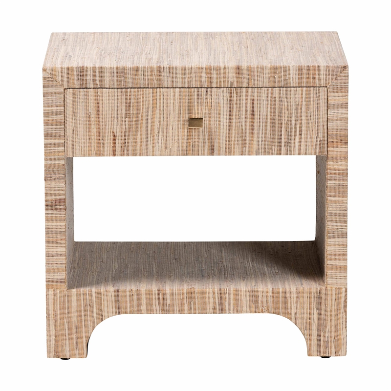 bali & pari Julia Bohemian Woven Natural Grasscloth 1-Drawer Nightstand
