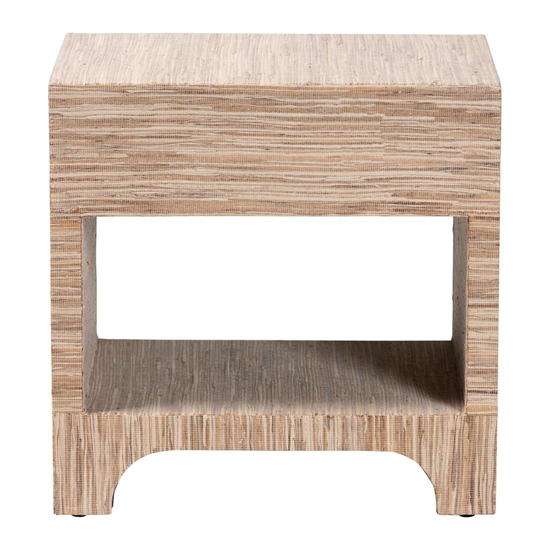 bali & pari Julia Bohemian Woven Natural Grasscloth 1-Drawer Nightstand
