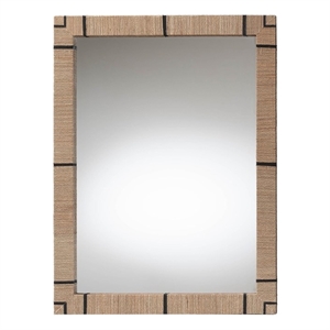 bali & pari Mirai Bohemian Woven Grasscloth Rectangle Accent Mirror