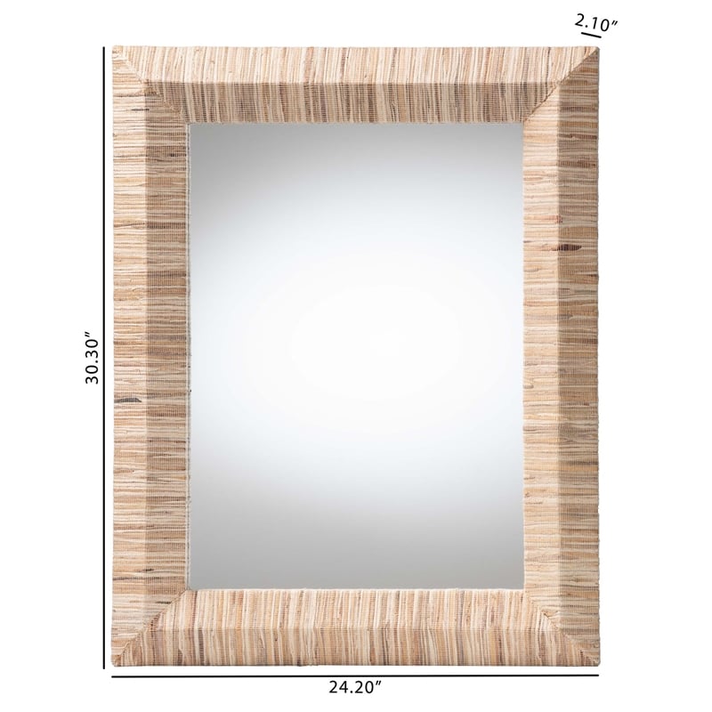 bali & pari Adino Bohemian Woven Natural Grasscloth Rectangle Accent Mirror