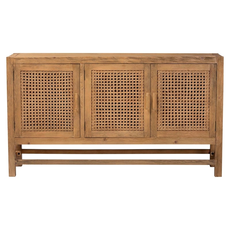 bali & pari Sibu Bohemian Natural Rattan and Reclaimed Wood Cabinet