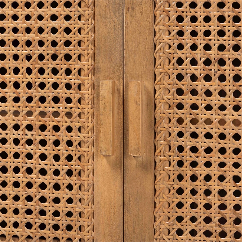 bali & pari Sibu Bohemian Natural Rattan and Reclaimed Wood Cabinet