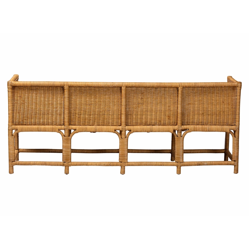 bali & pari Seranay Bohemian Scallop Light Honey Rattan Long Dining Bench