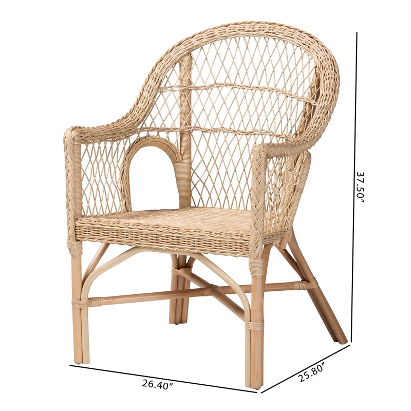bali & pari zaira modern bohemian natural rattan arm chair