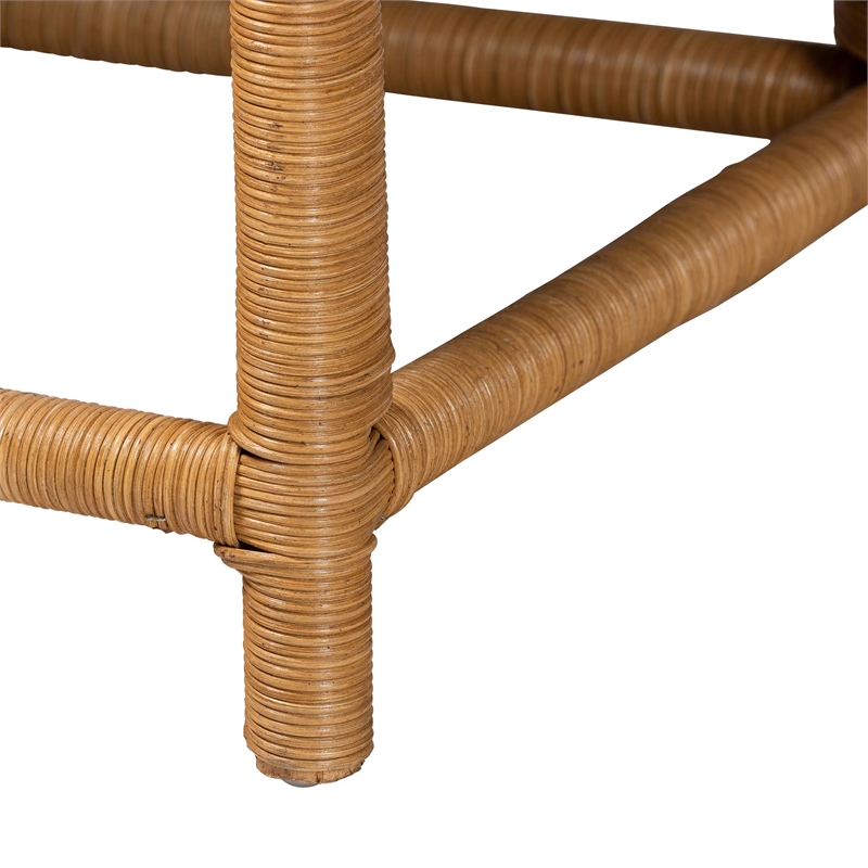 bali & pari Seranay Bohemian Scallop Light Honey Rattan 2-Piece Dining Nook Set