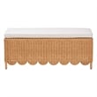bali & pari Teresa Bohemian Light Honey Scalloped Rattan Ottoman Bench