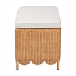 bali & pari Teresa Bohemian Light Honey Scalloped Rattan Ottoman Bench
