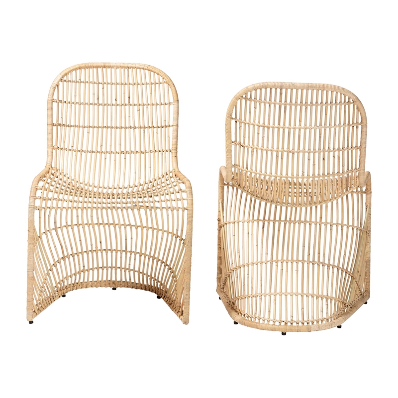 bali & pari Rosalba Light Honey Rattan 2-Piece S-Curve Dining Chair Set