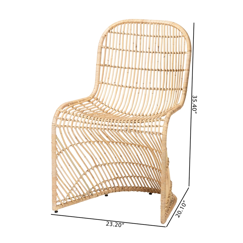 bali & pari Rosalba Light Honey Rattan 2-Piece S-Curve Dining Chair Set