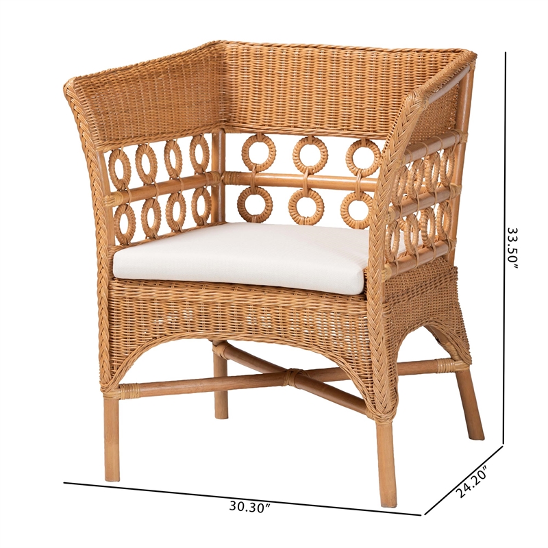 bali & pari Oxford Bohemian Light Honey Rattan Arm Chair