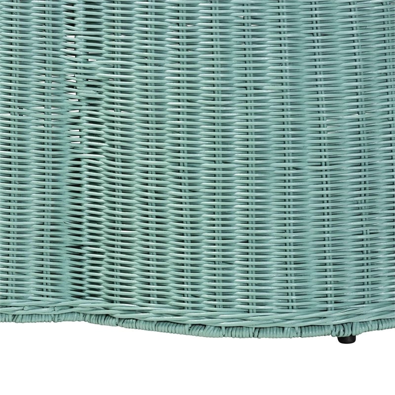 bali & pari Palm Bohemian Seafoam Green Scalloped Rattan Coffee Table