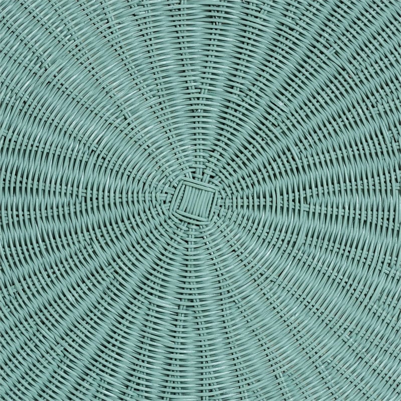 bali & pari Palm Bohemian Seafoam Green Scalloped Rattan Coffee Table