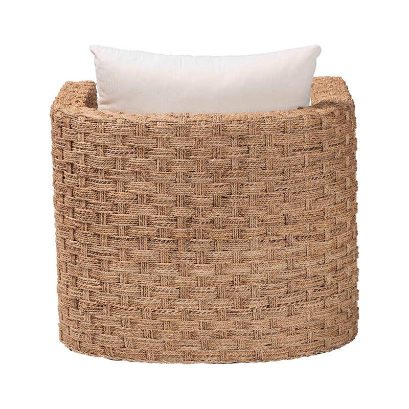 bali & pari Rhinos Bohemian Light Brown Seagrass Tuxedo Arm Chair