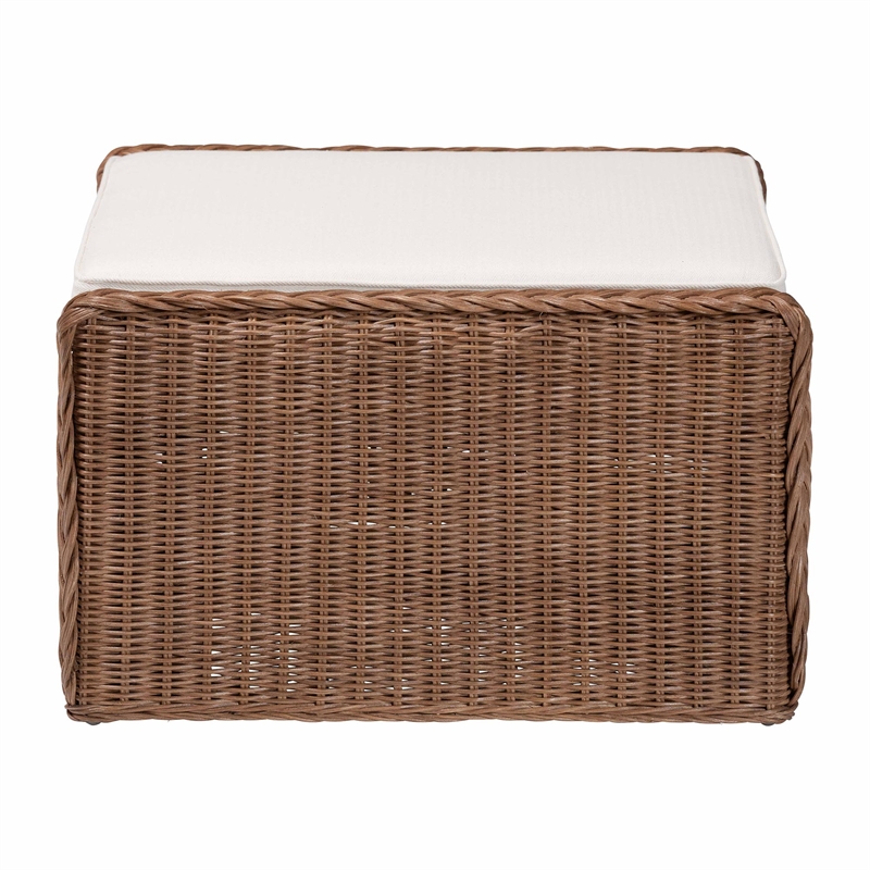 bali & pari Derris Bohemian Peanut Brown Braided Rattan Footstool