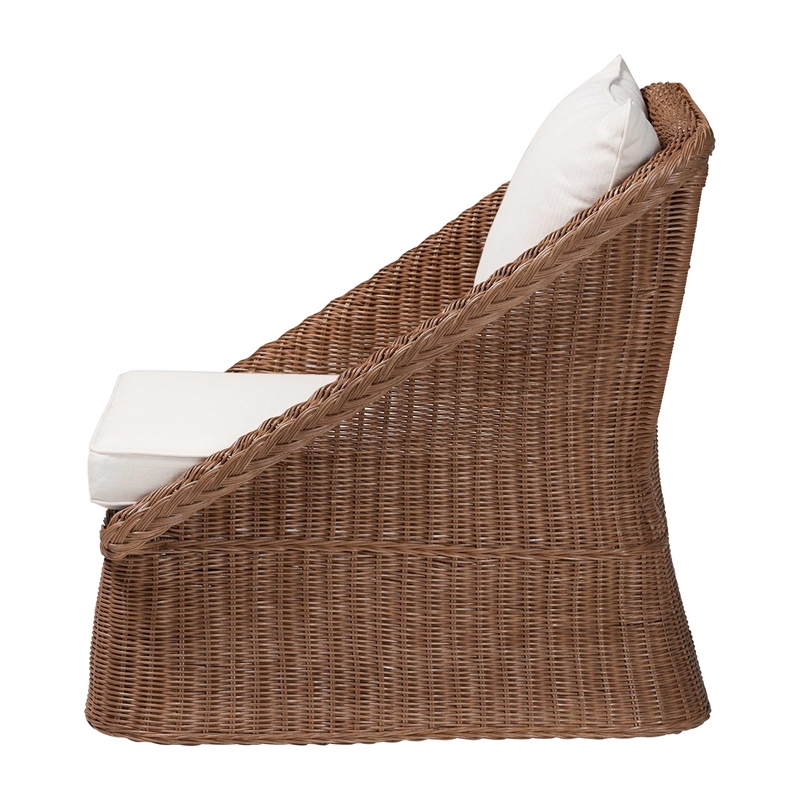 bali & pari Derris Bohemian Peanut Brown Braided Rattan Arm Chair