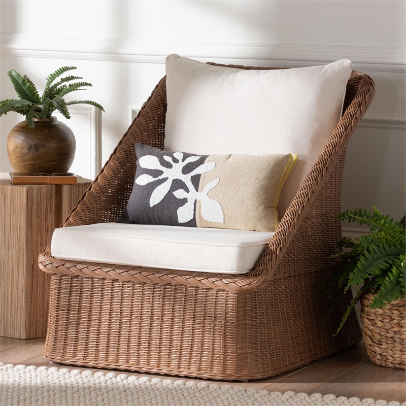 bali & pari Derris Bohemian Peanut Brown Braided Rattan Arm Chair