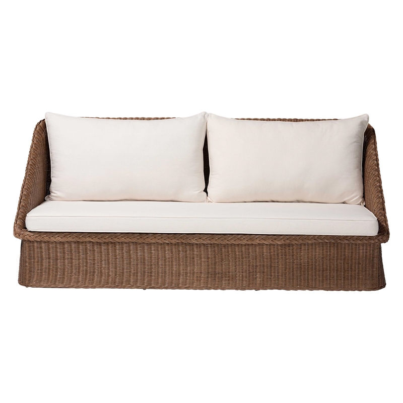 bali & pari Derris Bohemian Peanut Brown Braided Rattan Sofa