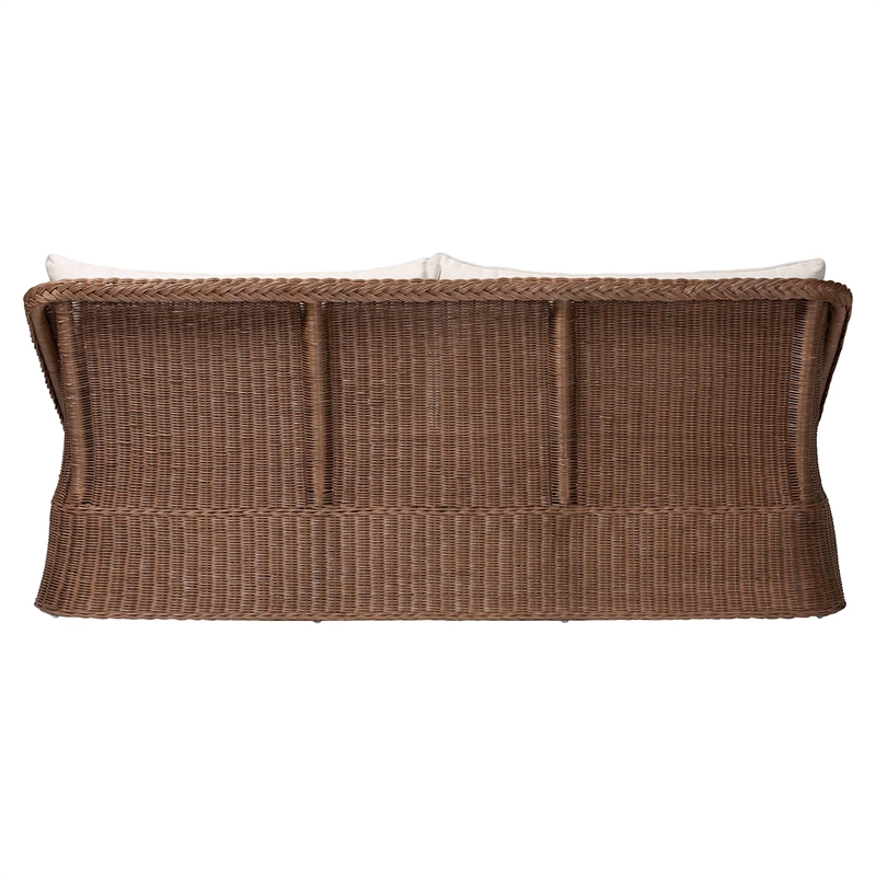 bali & pari Derris Bohemian Peanut Brown Braided Rattan Sofa