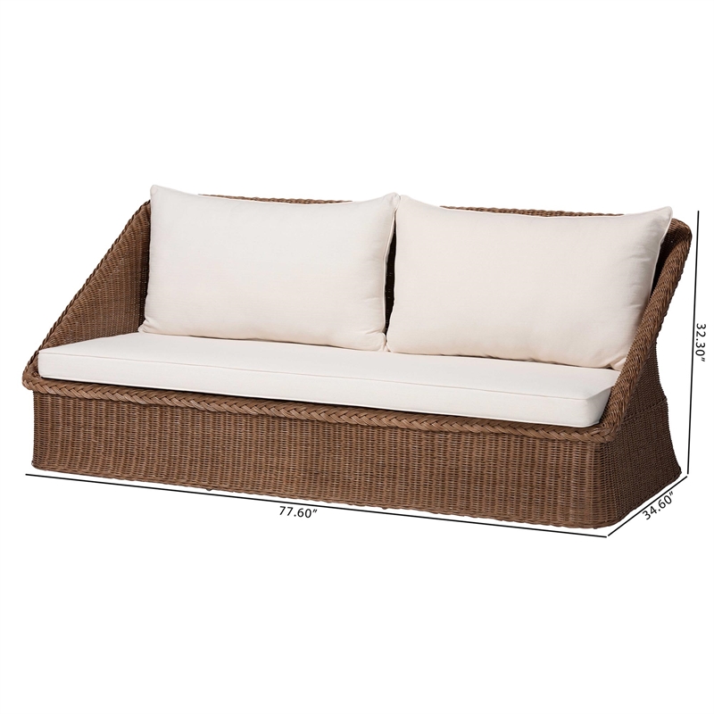 bali & pari Derris Bohemian Peanut Brown Braided Rattan Sofa