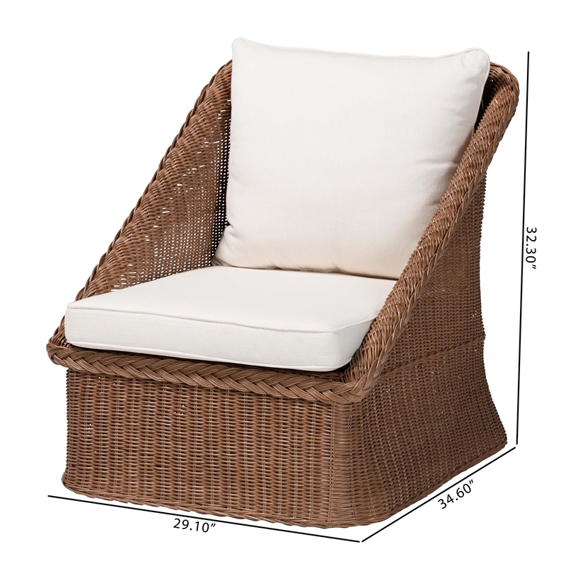 bali & pari Derris Bohemian Peanut Brown Braided Rattan 2-Piece Arm Chair Set