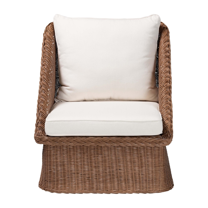 bali & pari Derris Bohemian Peanut Brown Braided Rattan 2-Piece Arm Chair Set