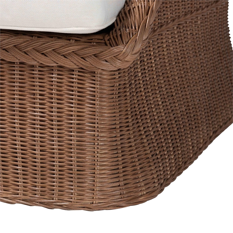 bali & pari Derris Bohemian Peanut Brown Braided Rattan 2-Piece Arm Chair Set
