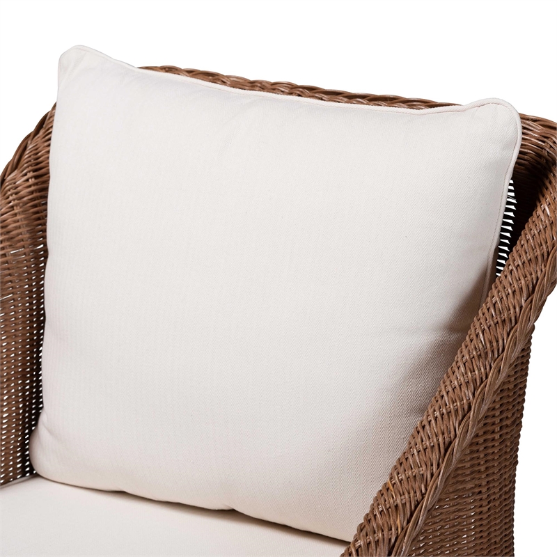 bali & pari Derris Brown Braided Rattan 2-Piece Arm Chair and Footstool Set