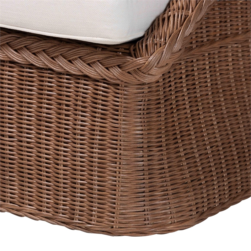 bali & pari Derris Brown Braided Rattan 2-Piece Arm Chair and Footstool Set