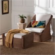 bali & pari Derris Brown Braided Rattan 2-Piece Arm Chair and Footstool Set