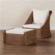 bali & pari Derris Brown Braided Rattan 2-Piece Arm Chair and Footstool Set