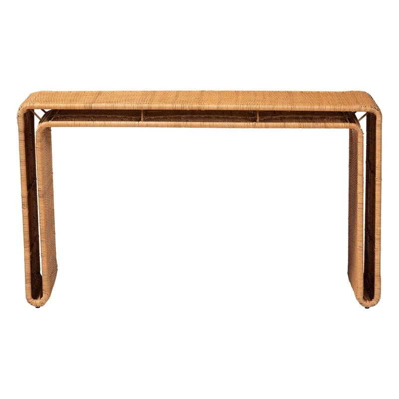 bali & pari Nevada Bohemian Light Honey Rattan Console Table
