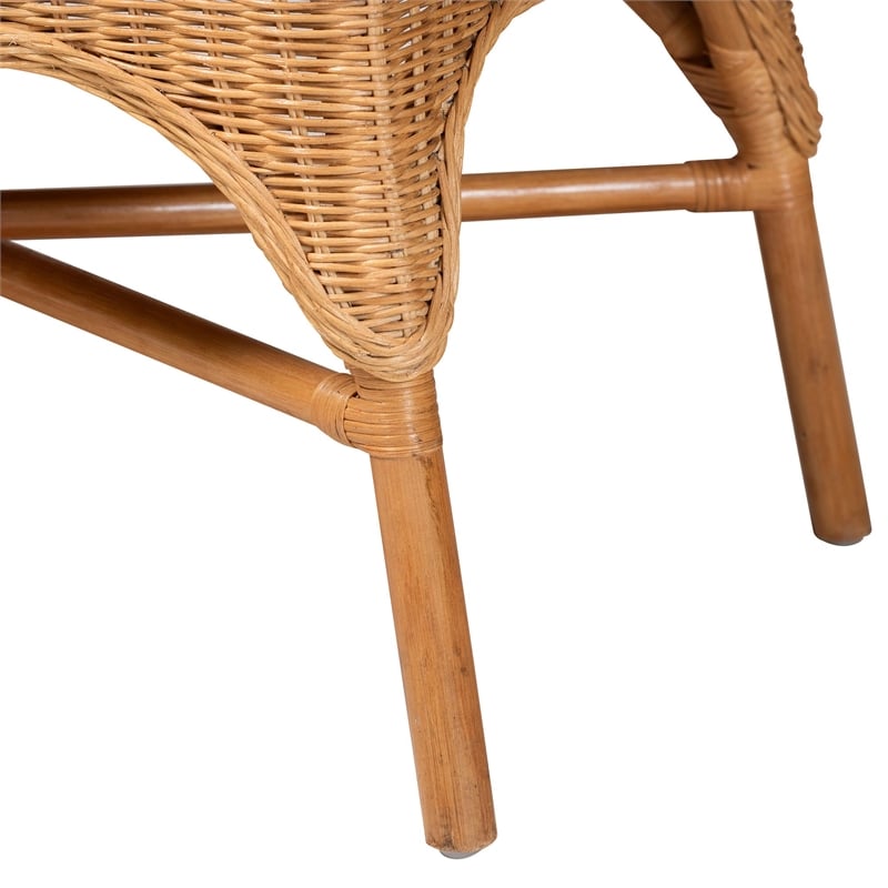 bali & pari Oxford Bohemian Light Honey Rattan Dining Bench with Armrests