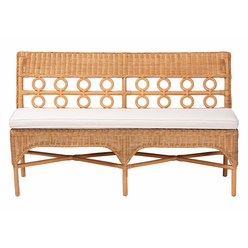 bali & pari Oxford Bohemian Light Honey Rattan Dining Bench