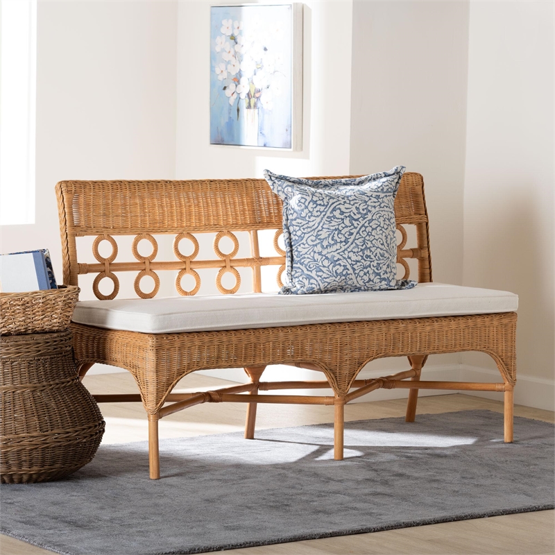 bali & pari Oxford Bohemian Light Honey Rattan Dining Bench