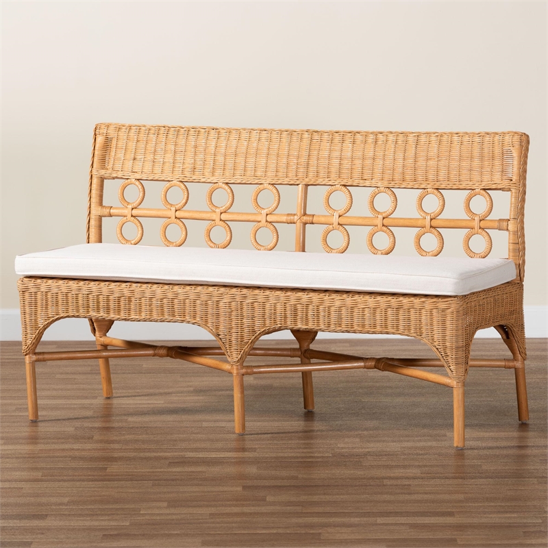 bali & pari Oxford Bohemian Light Honey Rattan Dining Bench