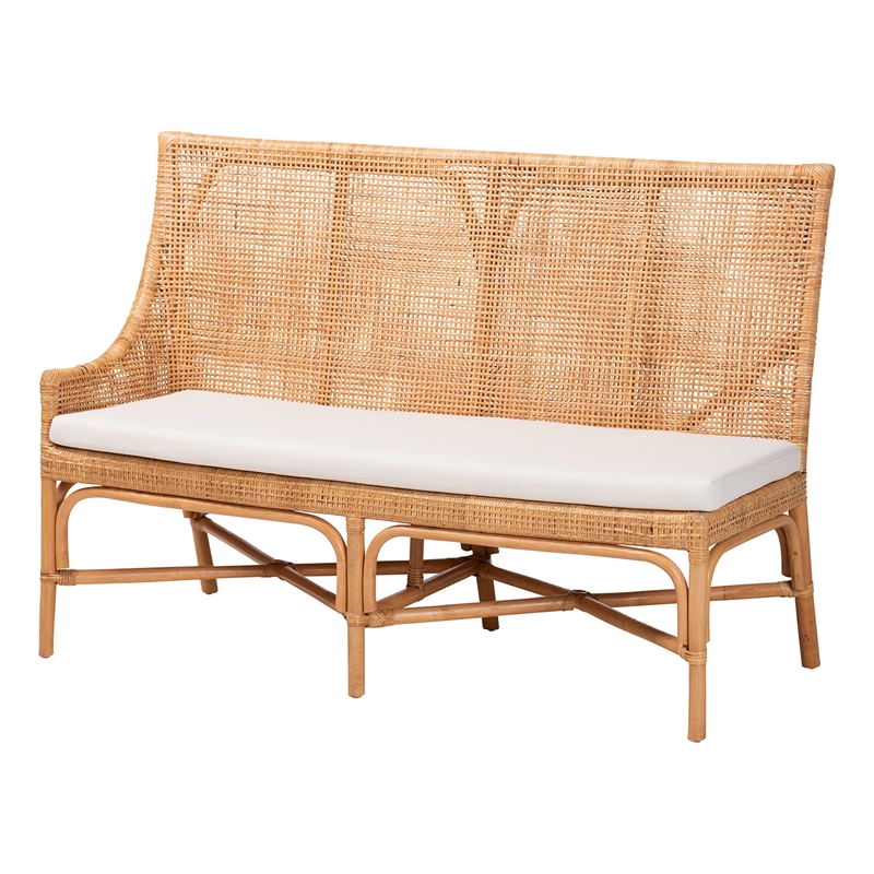 bali & pari Olivera Bohemian Light Honey Rattan 3-Piece Dining Nook Set