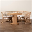 bali & pari Ellard Bohemian Light Honey Rattan 3-Piece Dining Nook Set