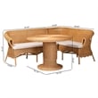 bali & pari Rashtin Bohemian Light Honey Rattan 3-Piece Dining Nook Set