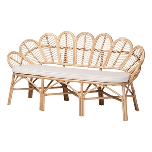 bali & pari Eliava Natural Rattan Accent Bench with Removable Cushion