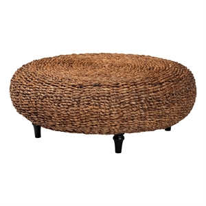 bali & pari Riau Handwoven Seagrass Coffee Table with Wooden Legs